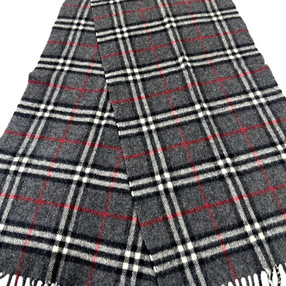 Burberrys Classic Check Scarf Black 100% Lambswool Unisex Scarf Made In England - Picture 4 of 7